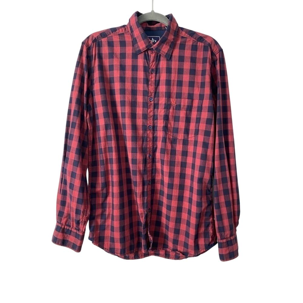 Parx Slim Red/Blue Plaid Checkered Long Sleeve Button Down Shirt Size‎ 39CM, SM